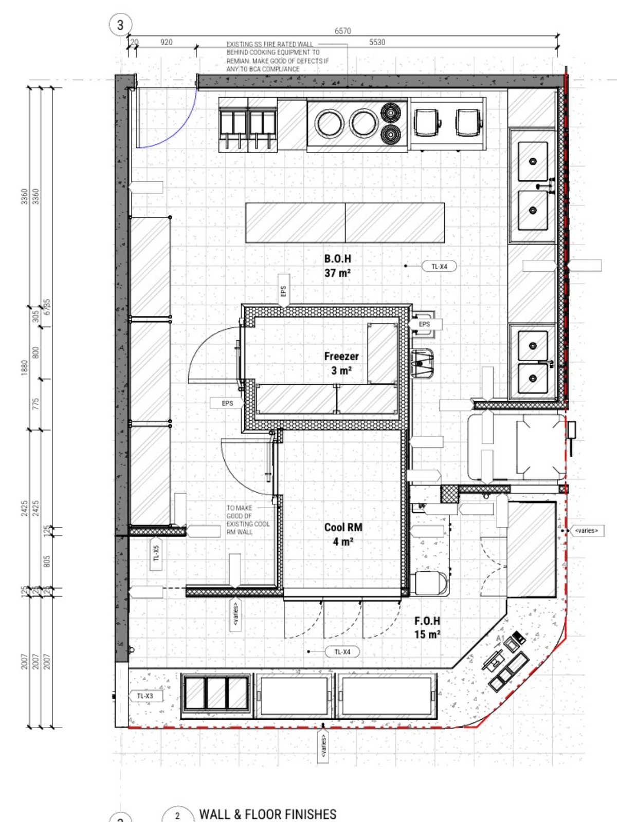 Construction drawing — wall and floor finishes